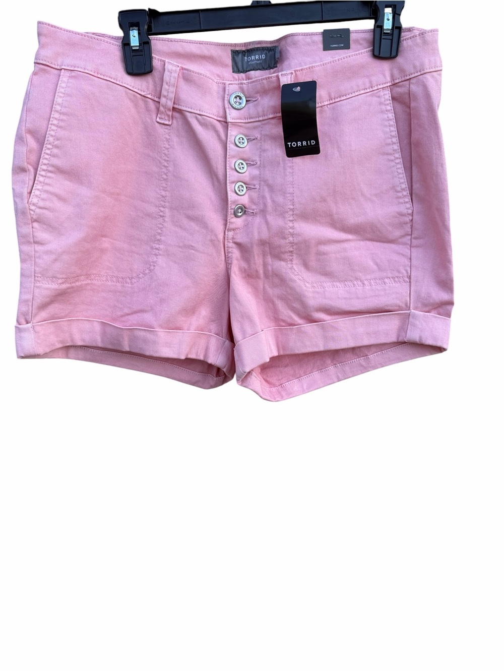 Torrid Pink denim Jean Shorts Button fly size 12 NEW